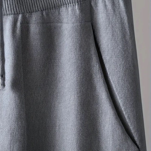 2pcs Knitwear Set V-Neck Long Sleeve Top and Solid Color Pants - Picture 5 of 7